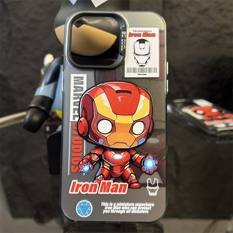 Bronzing Marvel Spider-Man Iron Man Phone Case