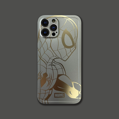 Bronzing Marvel Spider-Man Iron Man Phone Case